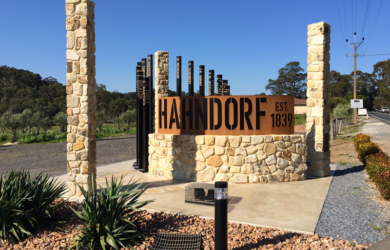 Sonnex laser cut these signs for a Hahndorf monument from corten plate, which is naturally rusting well to create the vintage effect.